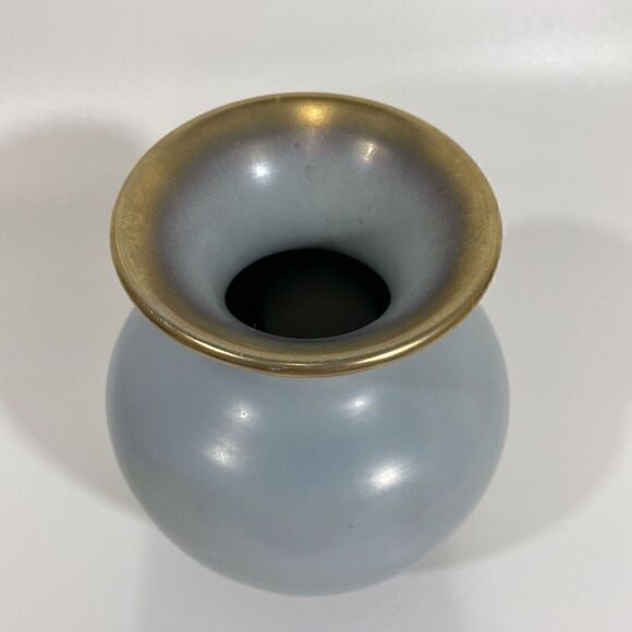 Vintage DUMLER BREIDEN HOHR German Art Pottery Vase Midcentury Blue Matte 6” - Picture 3 of 13